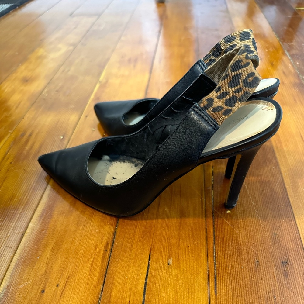 Leopard Saks Fifth Avenue Sling-back heels